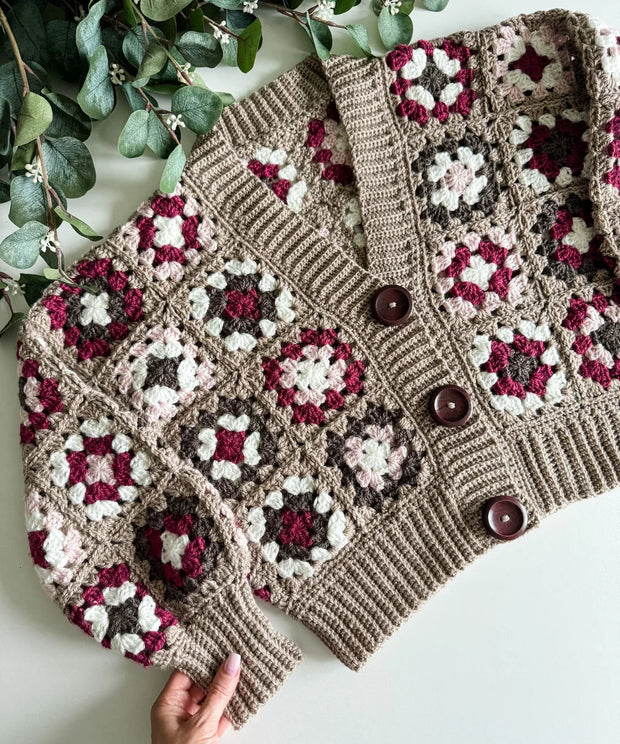 Granny Square Cardigan pdf, Cardigan with buttons Pattern