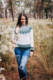 Cozy Fair Isle Pine Crochet Sweater Pattern with Video Tutorial & Charts