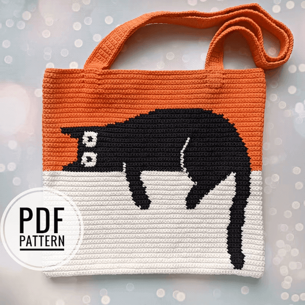 Sleepy Cat Tote Bag crochet Pattern