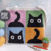 Tote Bag cat crochet Pattern