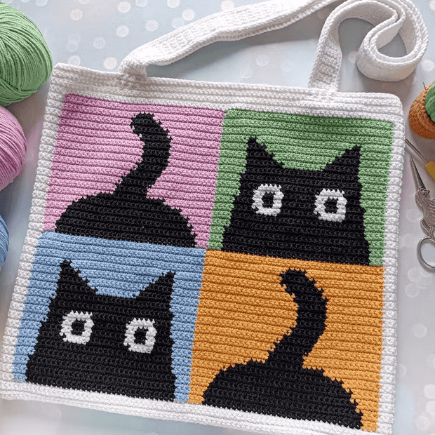 Tote Bag cat crochet Pattern