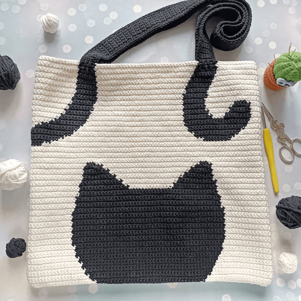 Black Cat Tote bag crochet Pattern