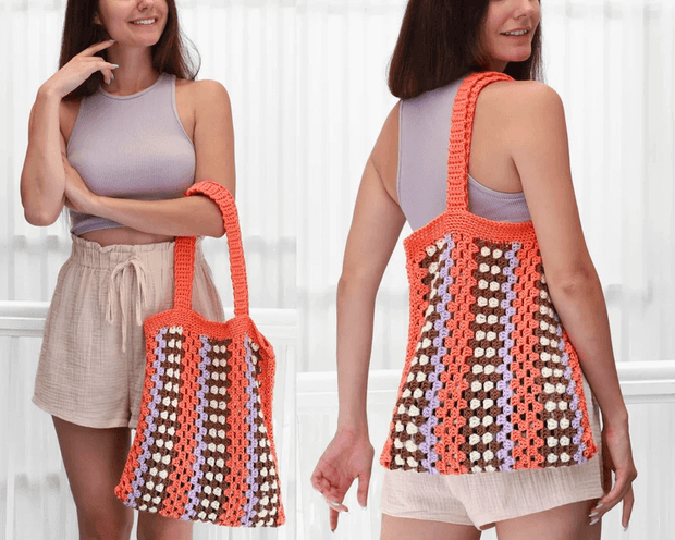 Crochet granny boho bag-Beach bag-Crochet