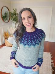 Cozy Fair Isle Pine Crochet Sweater Pattern with Video Tutorial & Charts