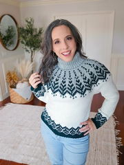 Cozy Fair Isle Pine Crochet Sweater Pattern with Video Tutorial & Charts